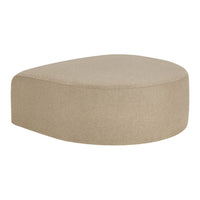 Beige teardrop pouf with a smooth, textured fabric finish, perfect for modern decor.