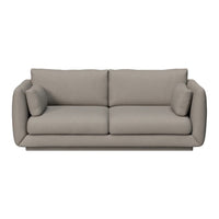 Light gray fabric sofa with smooth, minimalist design and plush cushions. Perfect for modern living spaces.