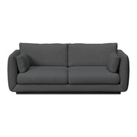 Modern gray sofa with a sleek design, featuring smooth fabric and plush cushions for a comfortable look.