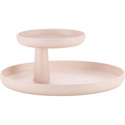 Light peach two-tier serving tray with a smooth matte finish and minimalist design, ideal for modern decor.