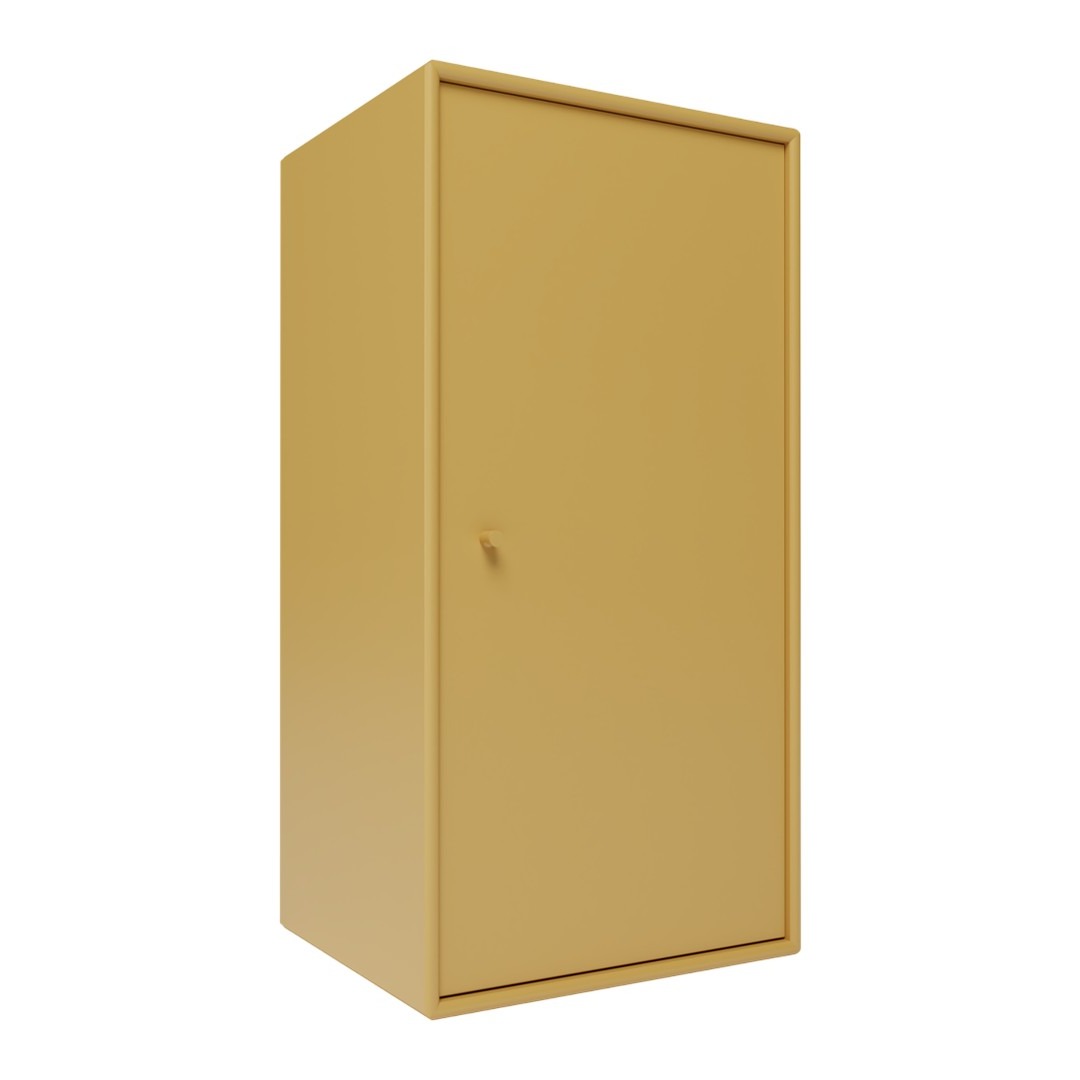 Solid mustard yellow cabinet with a smooth, matte finish and simple design. Ideal for modern decor.