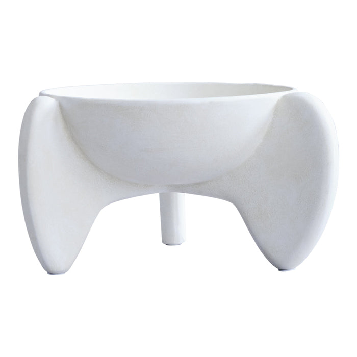 Modern white bowl with smooth, matte finish and rounded, minimalist design, perfect for contemporary decor.