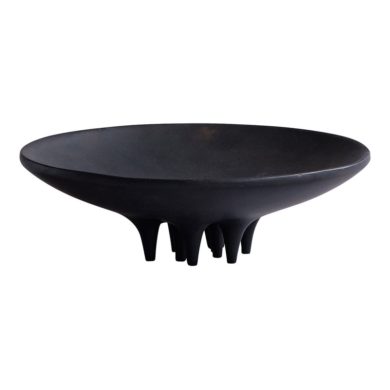 Stylish matte black bowl with a unique, textured base and smooth circular rim, perfect for modern decor.