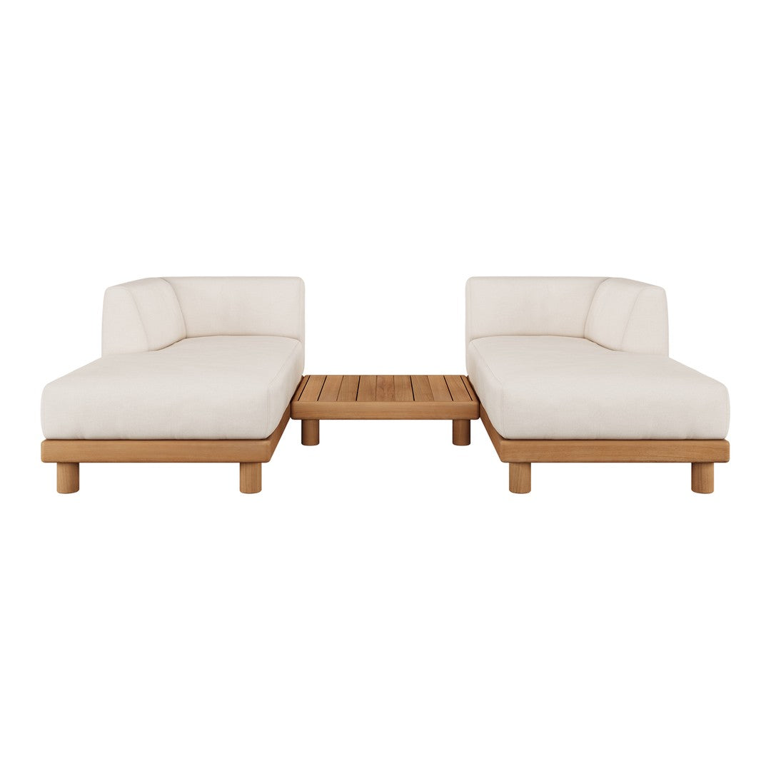 "Modern white sofa set with smooth cushions and natural wood accents, featuring a minimalist design."