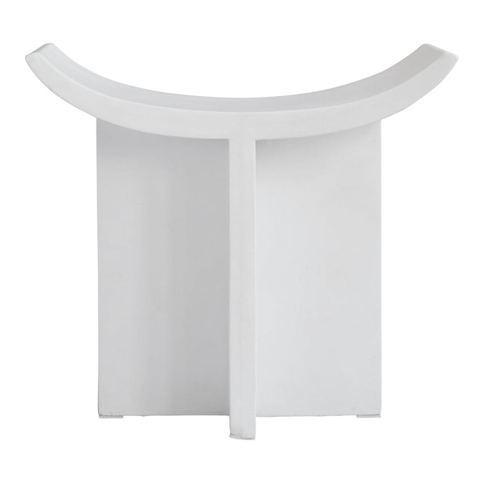 Modern white accent table with sleek, minimalist lines and smooth finish. Ideal for contemporary decor.