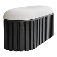 Black ribbed base with a soft white cushion, adding a modern touch to any space.