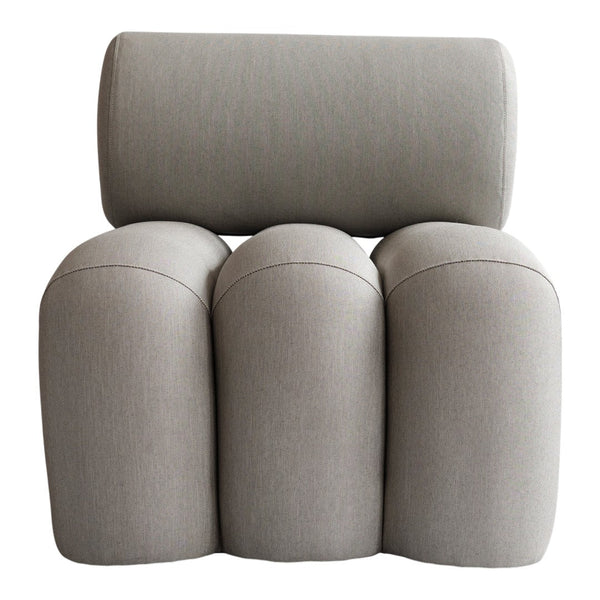 Light gray upholstery with smooth, rounded shapes and subtle stitching details, perfect for modern interiors.