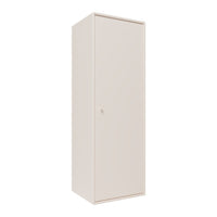 Sleek, tall wardrobe in a soft beige finish, featuring a smooth, solid design with no patterns.
