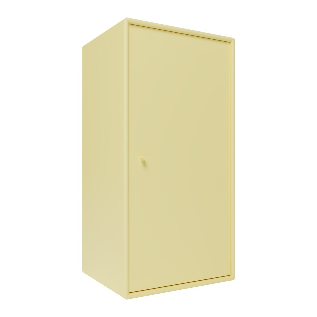 Yellow cabinet with a sleek, solid finish and minimalist design, perfect for modern decor.