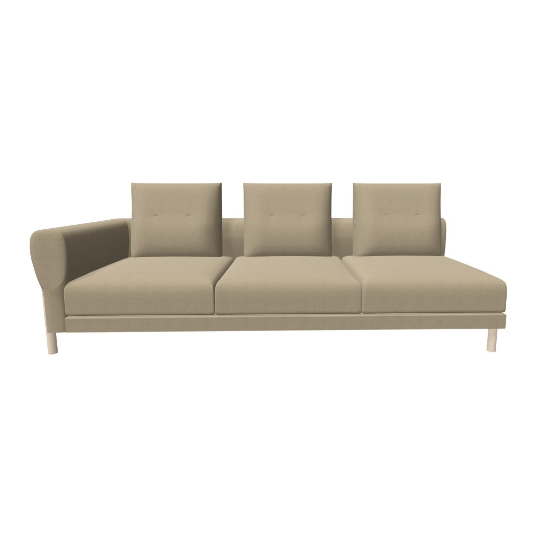 Beige modern sectional sofa with three cushions and sleek design, ideal for contemporary living spaces.