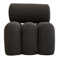 Dark gray textured upholstery with a soft, rounded shape and modern design. Ideal for contemporary decor.