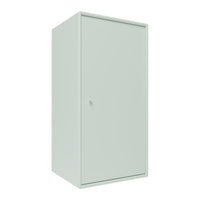Light green metal cabinet with a sleek, minimal design and smooth finish. Ideal for modern storage solutions.