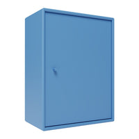 Solid blue storage cabinet with a smooth finish and minimalistic design. Ideal for modern spaces.