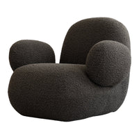 Textured dark gray armchair with round shapes and a cozy, modern design. Perfect for contemporary interiors.