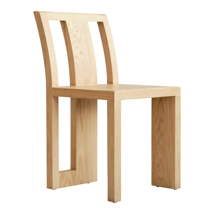 Light oak wooden chair with a smooth finish and simple, modern design. Features elegant natural grain pattern.
