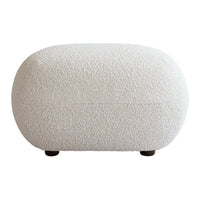 Textured off-white pouf with a soft, neutral palette. Perfect for minimalist and contemporary decor.