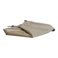 Beige foldable bag with a sleek, smooth texture and drawstring closure, perfect for everyday use.