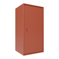 Rust-colored cabinet with a smooth finish and minimalist design, perfect for modern home decor.