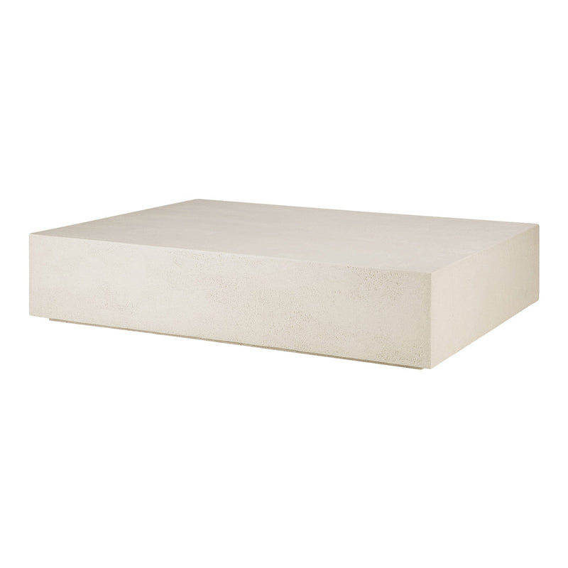 "Neutral beige rectangular coffee table with a smooth, matte finish, ideal for modern decor."