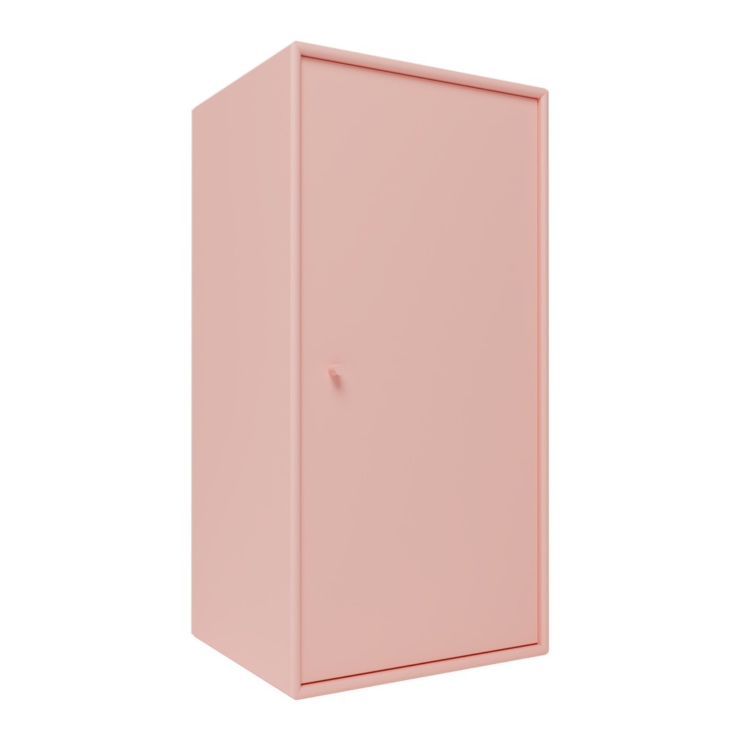 Pink cabinet with a smooth, sleek finish and minimalist design. Ideal for modern decor.
