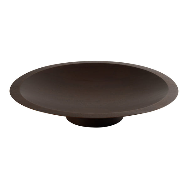 Round dark brown serving bowl with a smooth matte finish and subtle tapered base. Ideal for elegant table settings.