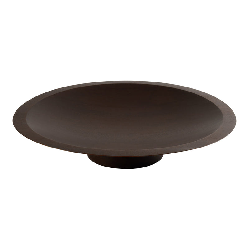 Round dark brown serving bowl with a smooth matte finish and subtle tapered base. Ideal for elegant table settings.