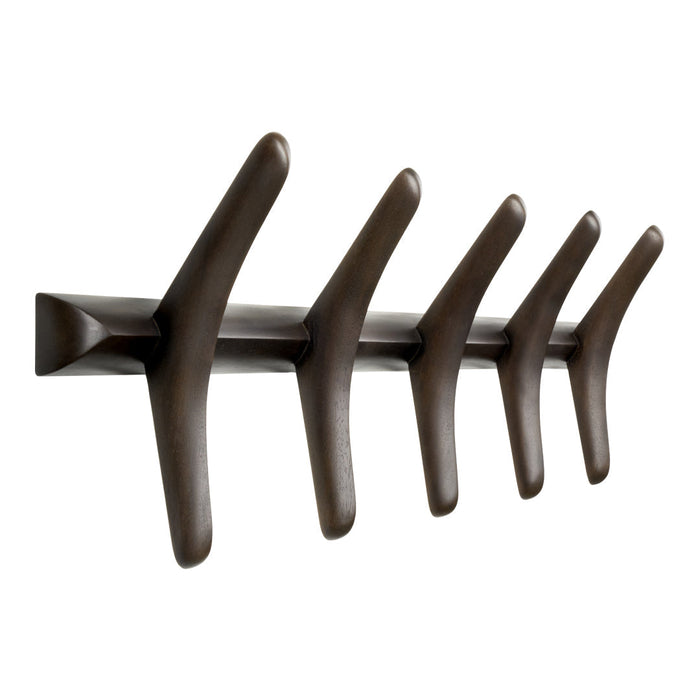 Dark brown coat rack with smooth, elongated hooks in a modern, minimalist design. Ideal for stylish organization.