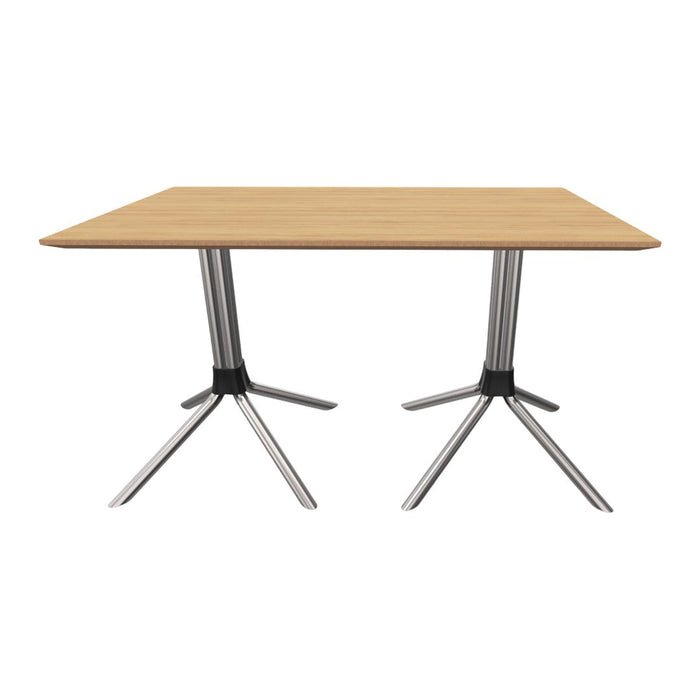 Natural wood dining table with a rich brown finish and smooth, minimalist design. Ideal for modern decor.