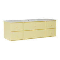Light yellow dresser with a smooth white top and six spacious drawers, perfect for stylish storage solutions.