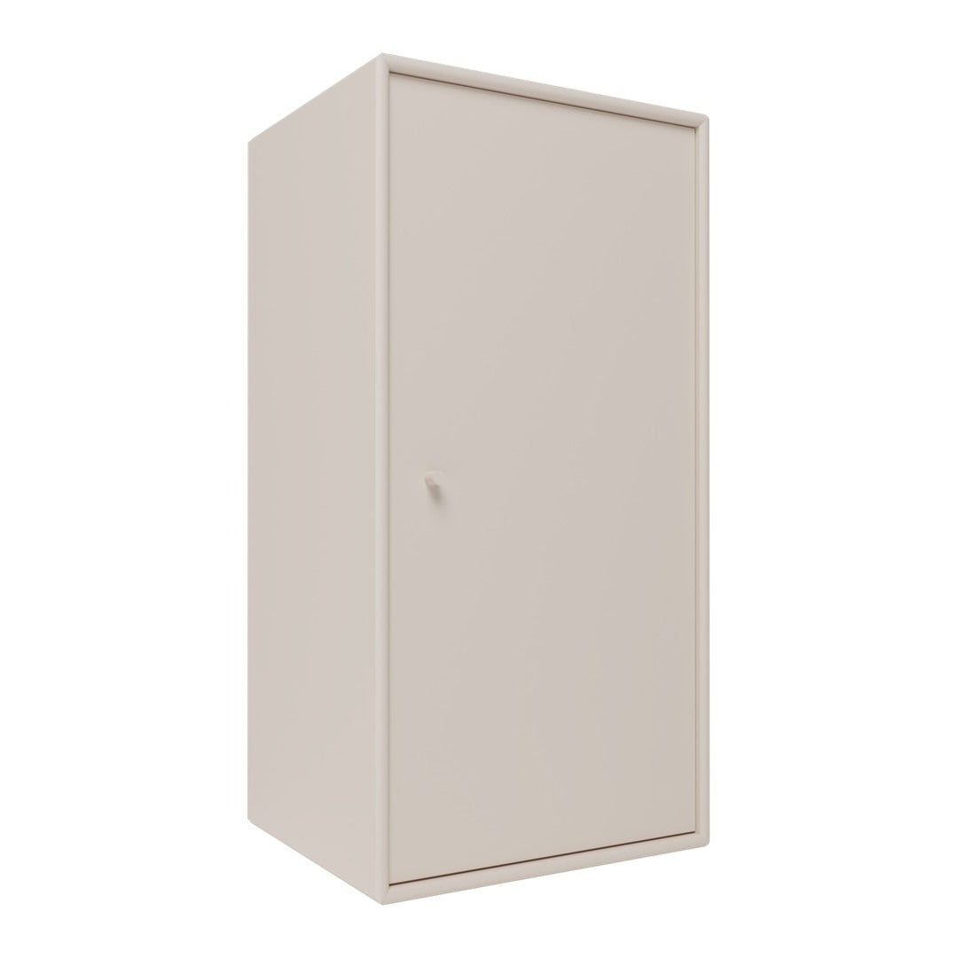 Light beige cabinet with a smooth, solid surface and minimalistic design, perfect for modern decor.