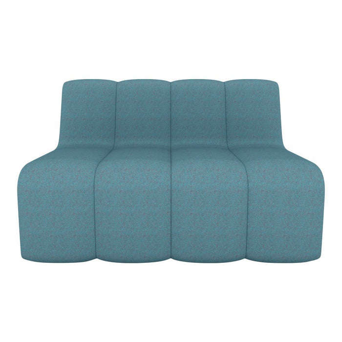 Teal three-seater sofa with a modern texture, featuring a smooth, contemporary design and soft, inviting hue.
