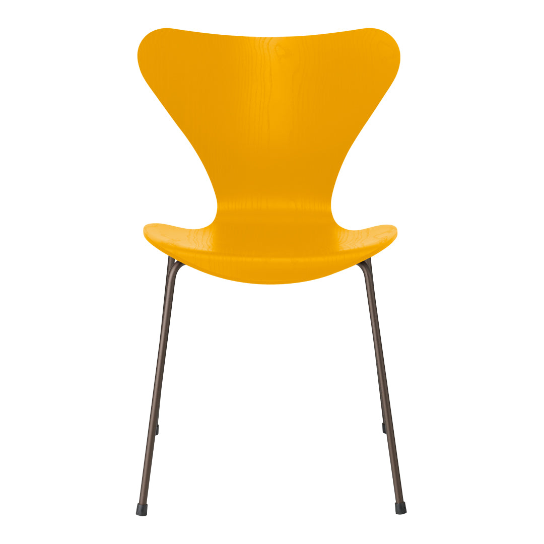 Series 7 3107 Chair in True Yellow Ash & White By Fritz Hansen