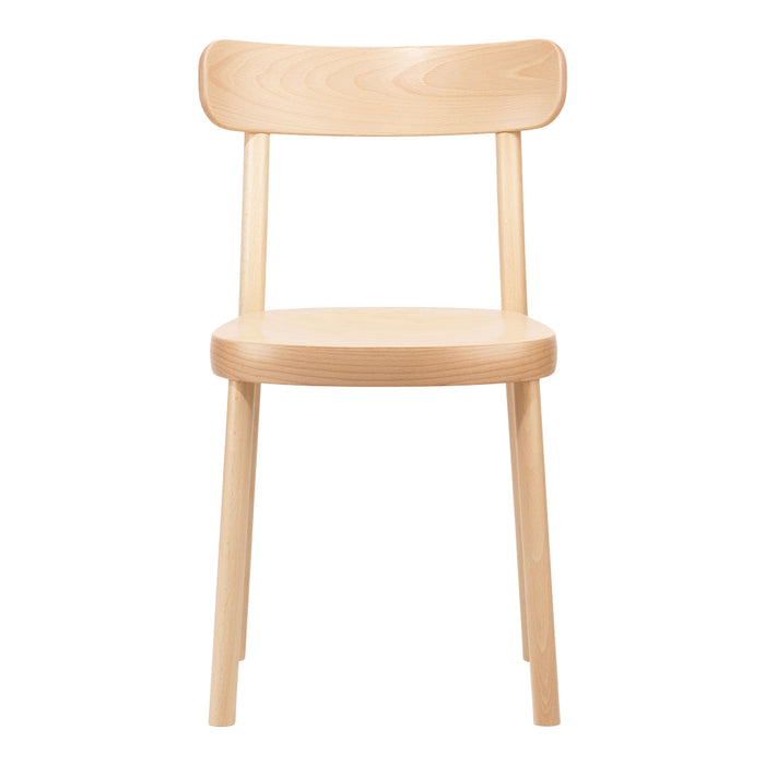 Light natural wood chair with a smooth finish and minimalist design, showcasing a simple and stylish aesthetic.