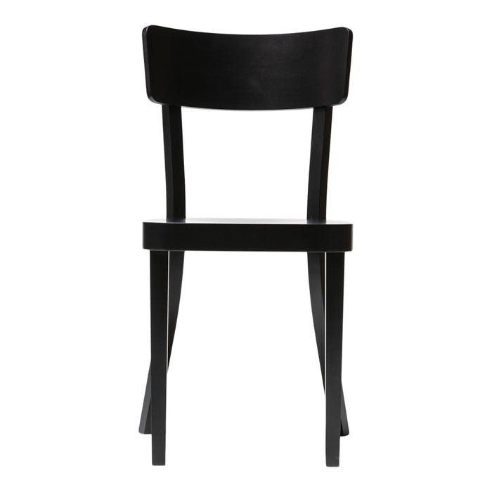 Black minimalist chair with clean lines and a smooth matte finish, perfect for modern decor.