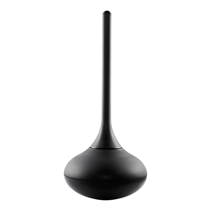 Black sleek toilet plunger with a smooth, rounded base and long handle. Modern minimalist design, ideal for contemporary bathrooms.