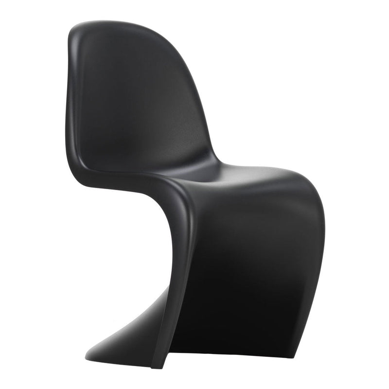 Sleek black chair with a smooth, modern design and gentle curves, perfect for contemporary decor.