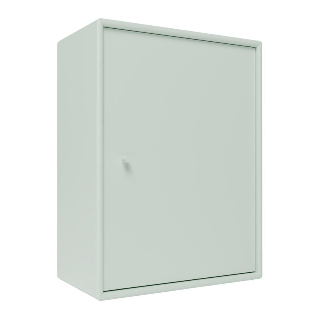 Light green, matte finish storage cabinet with a sleek, minimalist design and no visible patterns.