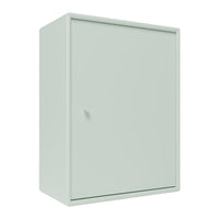Light green, matte finish storage cabinet with a sleek, minimalist design and no visible patterns.