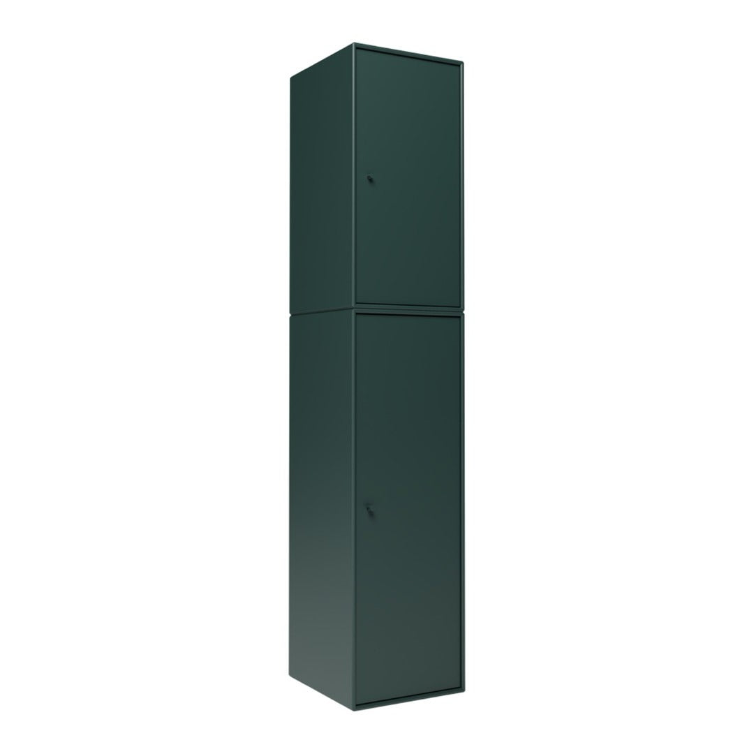 Tall, sleek cabinet in deep green finish with a smooth, solid pattern. Ideal for modern storage solutions.