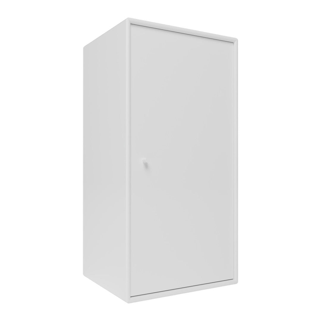White metal storage cabinet with a minimalistic design, featuring a smooth, glossy finish and no visible patterns.