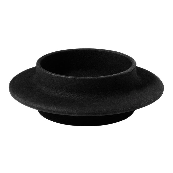 Black round silicone mat with a raised outer rim and smooth inner surface. Perfect for various uses.
