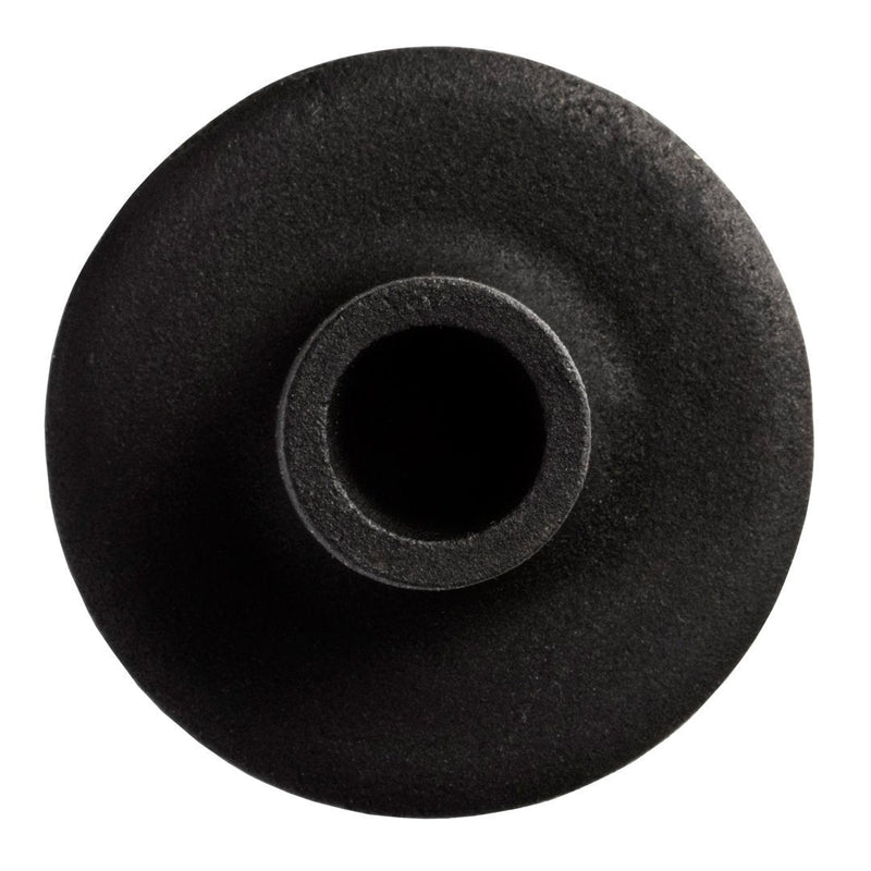 Black ceramic bowl with a smooth, textured finish and a circular design. Perfect for modern decor.