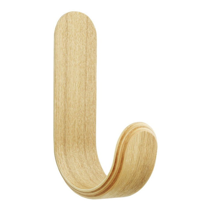 Natural wood color with a smooth, curved design, showcasing a minimalist and contemporary pattern.