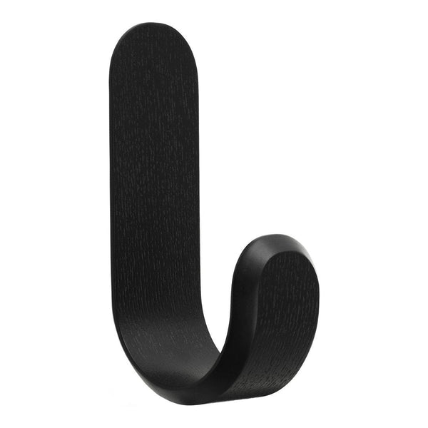 Sleek black wall hook with a modern design and smooth finish, perfect for minimalist decor.