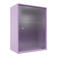 Purple storage cabinet with a sleek ribbed pattern and a smooth finish, adding a modern touch to any space.