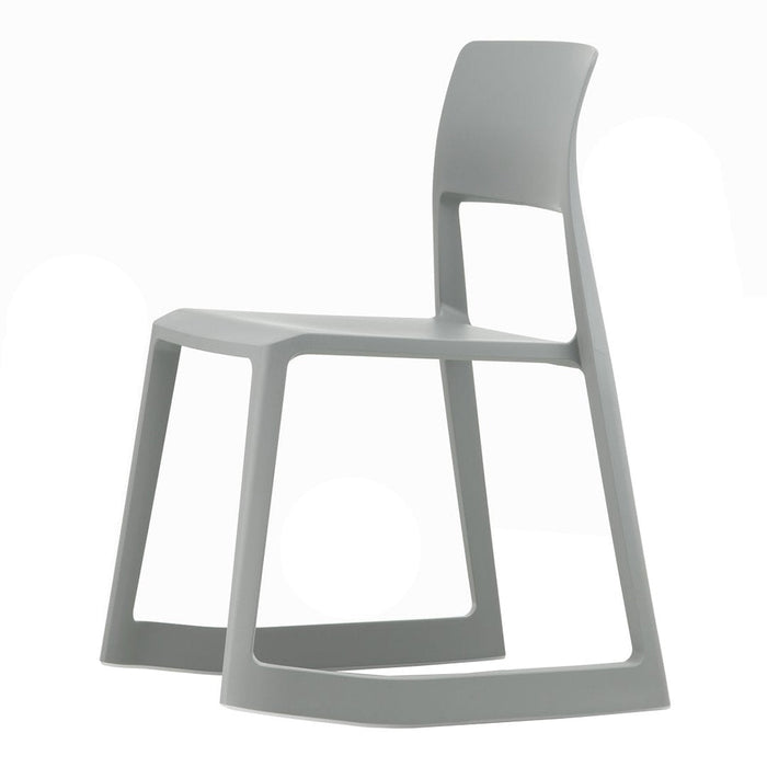 Stylish gray chair with a sleek, modern design and smooth, minimalist lines for contemporary decor.