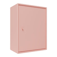 Blush pink cabinet with a smooth, solid surface and minimalist design, perfect for modern decor.