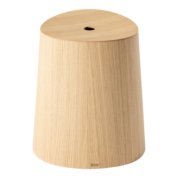 Natural wood stool with a light beige finish and smooth, minimalistic texture. Perfect for modern decor.
