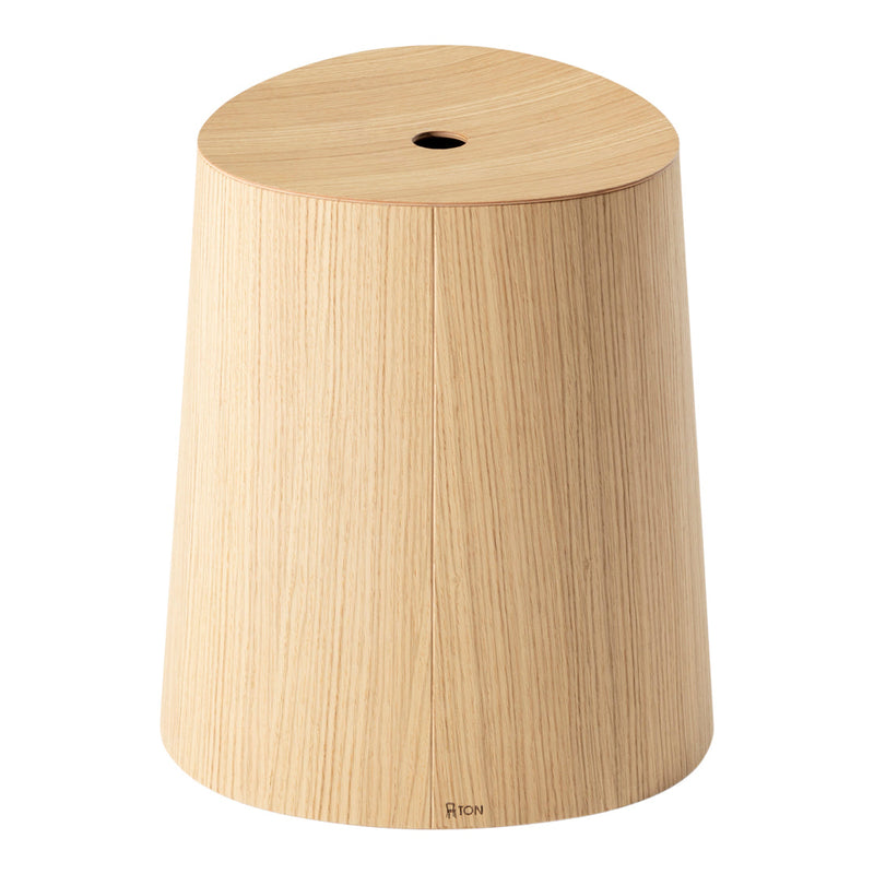 Natural wood stool with a light beige finish and smooth, minimalistic texture. Perfect for modern decor.