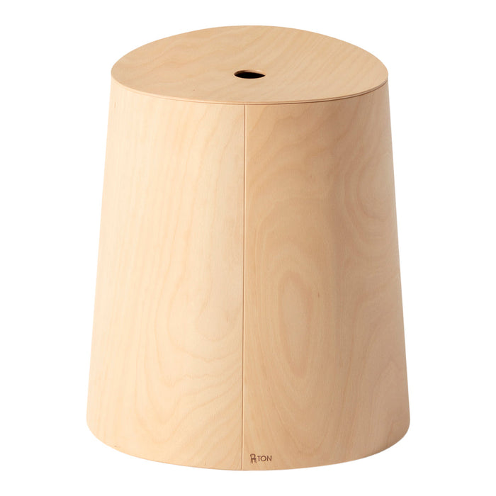 Natural light wood stool with smooth texture and simple, contemporary design. Perfect for modern decor.